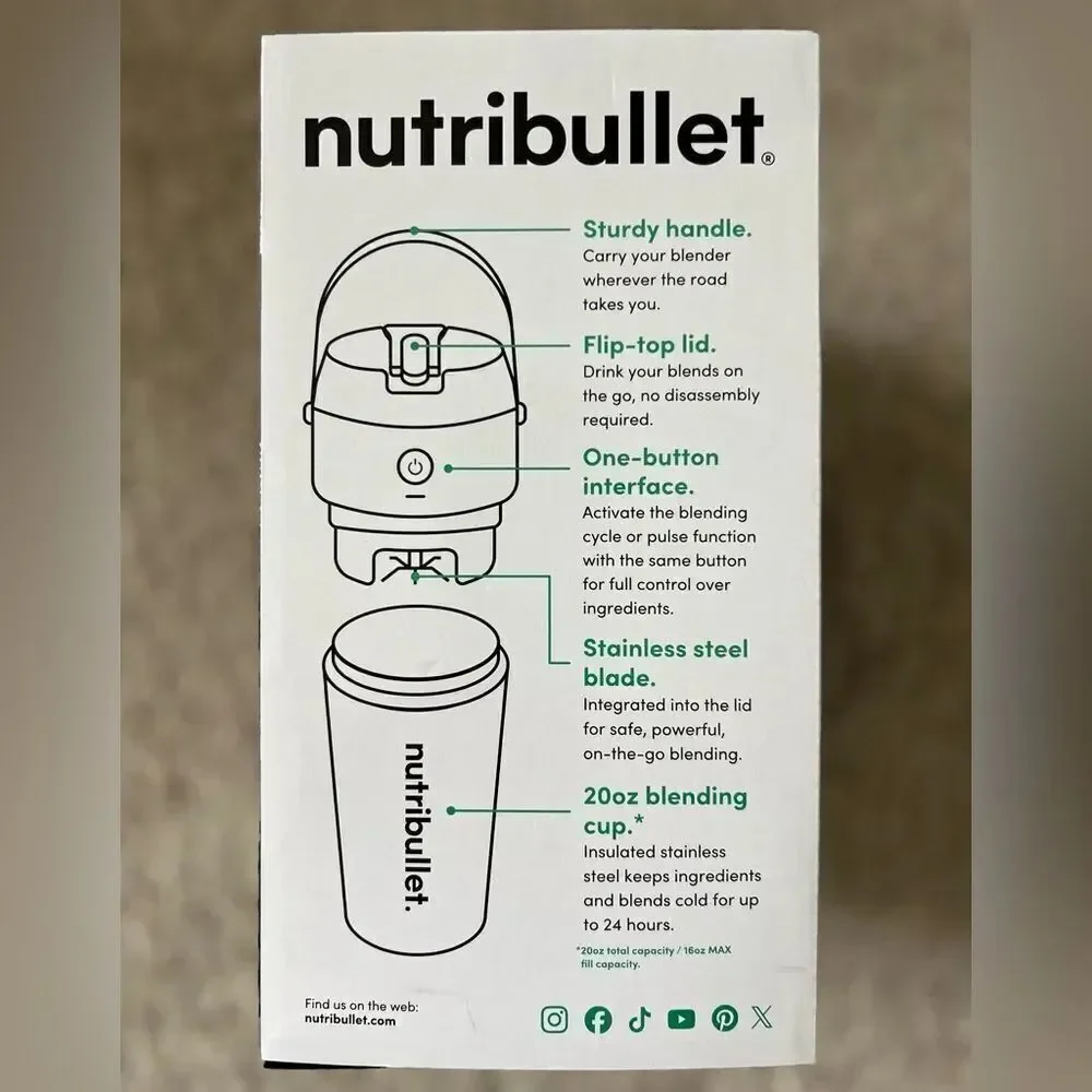Nutribullet Flip Portable Blender w/ Black Insulated Tumbler Cup (BD-BX776A-23)
